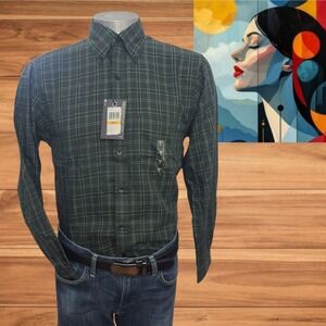 Van Heusen Men's Shirt‎ Long Sleeve Plaid Non-Iron Button Down New